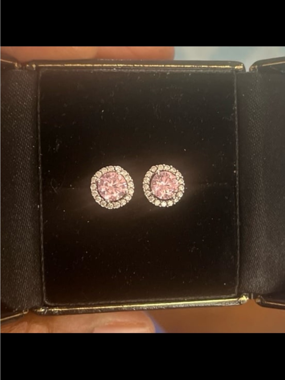 Pure silver morganite pink 2.9CT gemstone earrings like new stamped #517